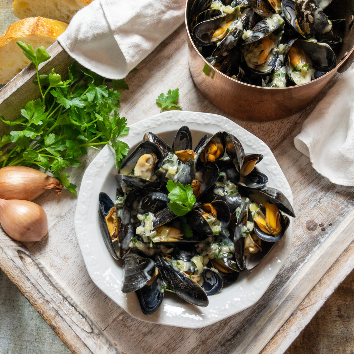 Moules au Roquefort - Muscheln in Roquefort-Sahnesauce - ODETTE KOCHT